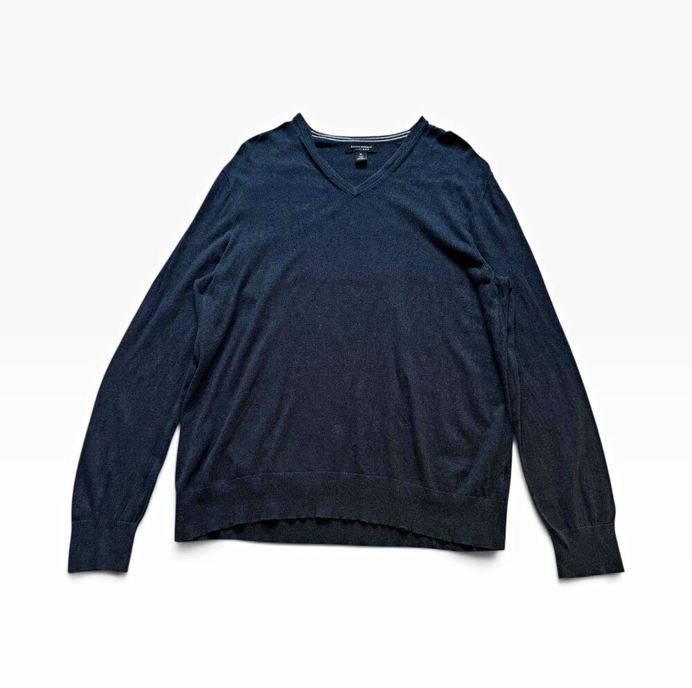 Banana Republic Luxury Blend Men's V Neck Sweater XL Blue Silk Cashmere Business